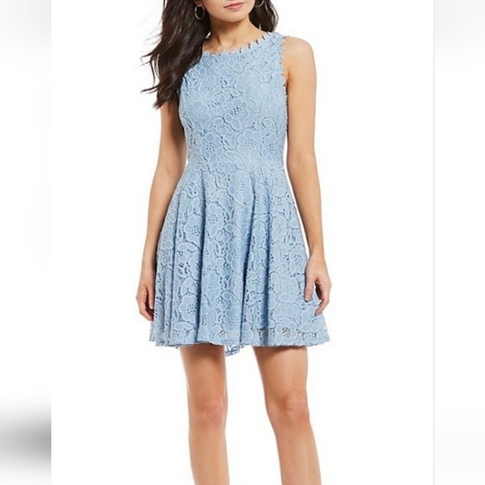 Jodi Kristopher lace dress light blue sz 5